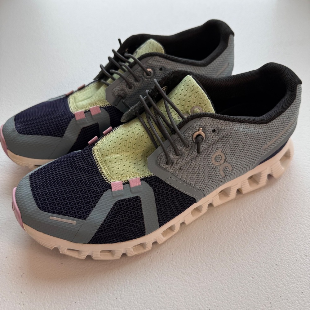 On Running Cloud Womens 6.5 Navy Grey Lime Pink Athletic Running Shoes 19.98553